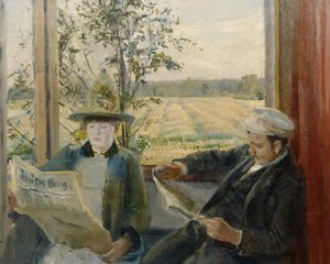 Oda reading the newspaper Verdens Gang av Christian Krohg