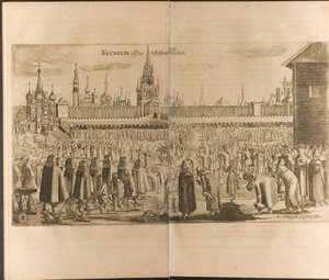 Eselvandringen i Moskva Kreml Illustrasjon fra reiser til den store hertugen av Muscovy og t.