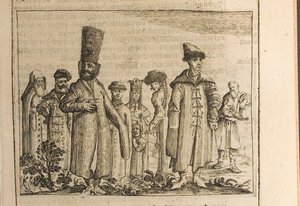 Tradisjonell kjole av Moscovites Illustrasjon fra reiser til den store hertugen av Muscovy og slekten