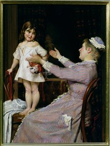 Liten jente med en dukke og sykepleieren hennes, 1896 av Christian Pram Henningsen