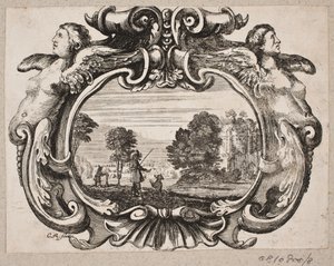 Emblem med mann som lærer en hundekunstner