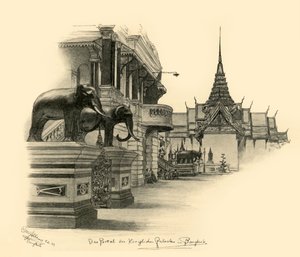Inngang til det kongelige palasset i Bangkok, Siam, 1898. av Christian Wilhelm Allers