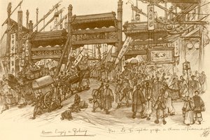 Porter i Peking, Kina, 1898. av Christian Wilhelm Allers
