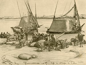 Laster bomull på kornbåter, Nilen, Kairo, Egypt, 1898. av Christian Wilhelm Allers