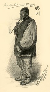 Mann som røyker pipe, Tsingtao, Kina, 1898. av Christian Wilhelm Allers