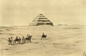 Pyramid of Djoser ved Saqqara, nær Kairo, Egypt, 1898. av Christian Wilhelm Allers