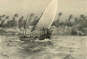 Storm fra nord på Nilen, Egypt, 1898. av Christian Wilhelm Allers