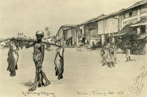 Gatebilde i en fiskerlandsby, Mutwal, Ceylon, 1898. av Christian Wilhelm Allers