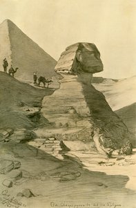 Pyramiden til Khufu og sfinxen, 1898. av Christian Wilhelm Allers