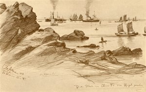 Veiene ved Chefoo sett fra åsene, Kina, 1898. av Christian Wilhelm Allers