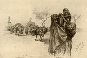 Kvinne og barn nær Kobri el Gezira-broen, Kairo, 1898. av Christian Wilhelm Allers