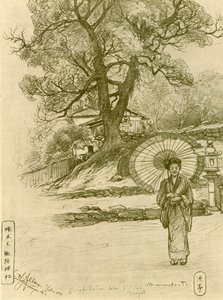 Kvinne med parasoll, Nagasaki, Japan, 1898. av Christian Wilhelm Allers
