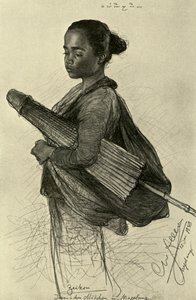 Ung kvinne med parasoll, Magalang, Java, 1898. av Christian Wilhelm Allers
