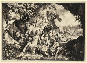 Badende nymfer i en klippegrotte av Christian Wilhelm Ernst Dietrich