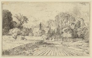 En vei ved siden av en kornåker av Christian Wilhelm Ernst Dietrich
