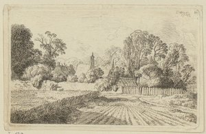 En vei ved siden av en kornåker av Christian Wilhelm Ernst Dietrich