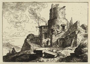 En eremittbolig mellom klipper av Christian Wilhelm Ernst Dietrich