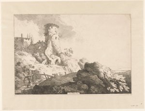 Kupert landskap med tårn av Christian Wilhelm Ernst Dietrich