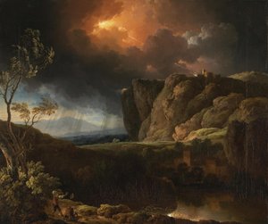 Ideallandskap med tordenvær av Christian Wilhelm Ernst Dietrich