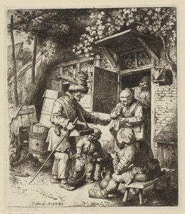 Knebilde av en kvinne vendt mot høyre, hun holder en ring i høyre hånd av Christian Wilhelm Ernst Dietrich