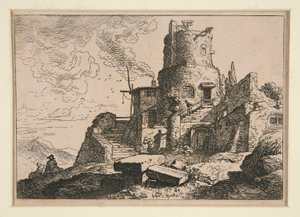 Landskap med tårn av Christian Wilhelm Ernst Dietrich