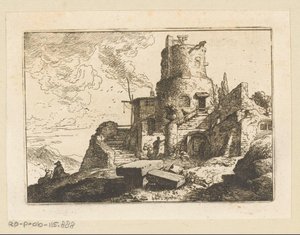 Landskap med vakttårn av Christian Wilhelm Ernst Dietrich