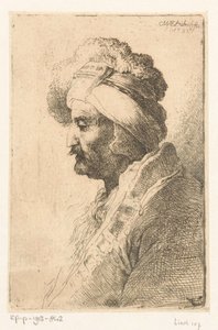 Ser ned mann med pelshatt av Christian Wilhelm Ernst Dietrich