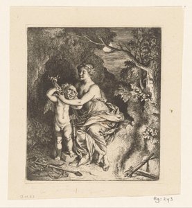 Venus legger en maske på Amor av Christian Wilhelm Ernst Dietrich