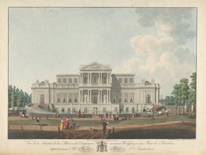 Welgelegen: Utsikt over fasaden til Country House kalt Welgelegen i Harlem Wood, som tilhører Mr. Henry Hope fra Amsterdam