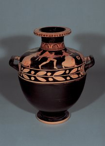 Attisk rødfigurshydria som viser Boreas som forfølger Oreithia, 440–430 f.Kr. (leire) av Christie Painter attr. to Christie Painter attr. to