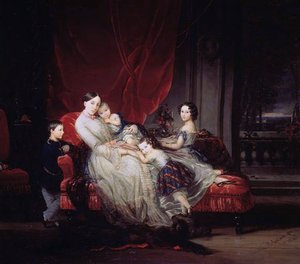 Portrett av storhertuginne Maria Nikolayevna med barna hennes, 1849