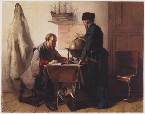 Jacob van Heemskerk og Willem Barendsz. planlegge turen til Arktis i 1594