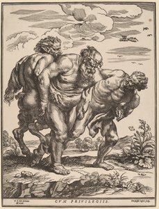 Silenus Akkompagnert av en Satyr og en Faun av Christoffel Jegher after Sir Peter Paul Rubens