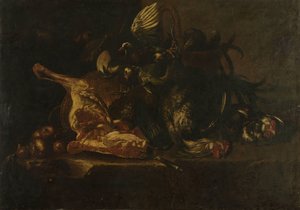 Stilleben med kjøtt og døde fugler av Christoffel Puytlinck