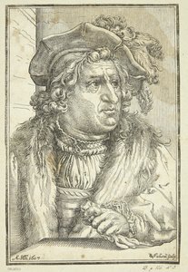 Fantasiportrett av gammel mann med hatt av Christoffel van