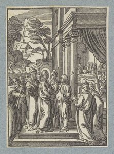 Kristus helbreder en mann med vatt på sabbaten av Christoffel van Sichem (II)