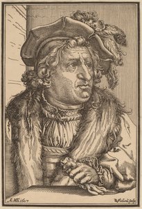 Mann med plymerhette av Christoffel van Sichem I after Hendrik Goltzius