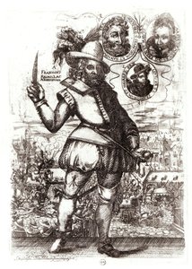 Portrett av Francois Ravaillac, morderen på Henrik IV (1553–1610) (gravering) (s/h-foto) av Christoffel van the Elder Sichem