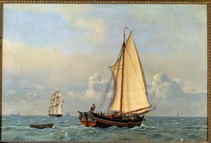 Et tidligere dansk linjeskip går i motvind i 1831 Maleri av Christoffer Wilhelm Eckersberg (1783-1853) av Christoffer Wilhelm Eckersberg
