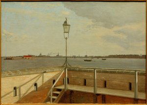Utsikt fra Trekroner festning til København i det fjerne av Christoffer Wilhelm Eckersberg