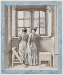 Ved et vindu i kunstnerens atelier av Christoffer Wilhelm Eckersberg