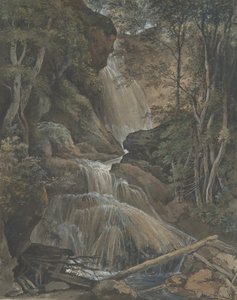 En foss i en skog ved Langhennersdorf, 1700-begynnelsen av 1800-tallet.