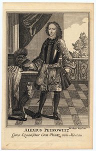 Portrett av Tsarevich Alexei Petrovich av Russland (1690-1718) (Alexis Petrovitch Romanov) - Wiegel, Christoph (1654-1725) - 1710 - Kobberstikk - 31,2x19,7 - Privat samling