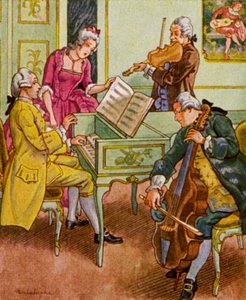Musikalsk underholdning (fargelitografi)