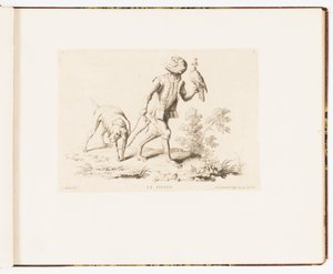 Plate 5, Falken, Monkey-antics eller forskjellige handlinger i menneskelivet representert av aper av Christophe Huet