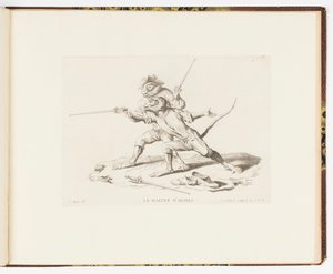 Plate 7, The Master of Arms, Monkey Antics eller Different Actions of Human Life represented by Monkeys av Christophe Huet