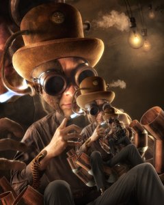 Innbyrdes forbundne steampunk-oppfinnere av Christophe Kiciak