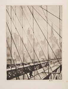 Ser gjennom Brooklyn Bridge, pub. 1921. av Christopher Richard Wynne Nevinson