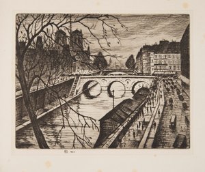Notre Dame, The Quays of Paris, pub. 1931. av Christopher Richard Wynne Nevinson