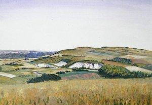 Amberley (akvarell og gouache på papir) av Christopher Richard Wynne Nevinson